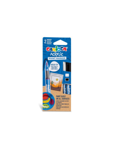 SD-PMK084,Marker cu vopsea acrilica si varf pensula Carioca 2 buc/set