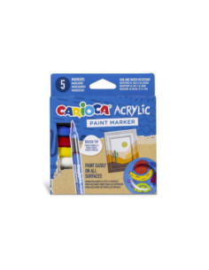 SD-PMK082,Marker cu vopsea acrilica si varf pensula Carioca 5 buc/set
