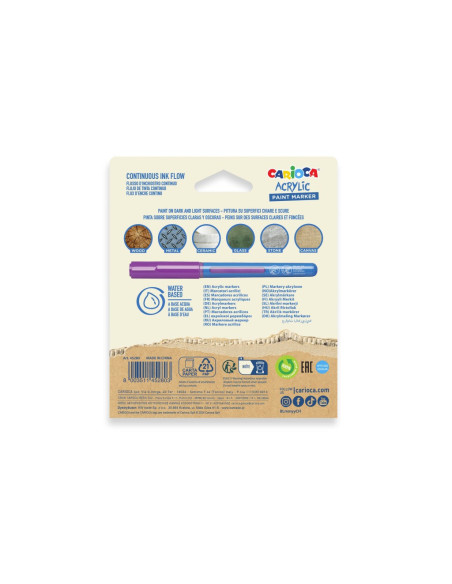 SD-PMK082,Marker cu vopsea acrilica si varf pensula Carioca 5 buc/set
