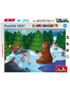 INT5878,Noriel Puzzle, 100 piese - Ursul pacalit de vulpe - Colectia Basme Romanesti