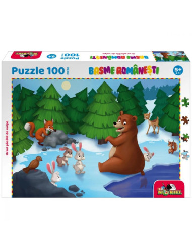 INT5878,Noriel Puzzle, 100 piese - Ursul pacalit de vulpe - Colectia Basme Romanesti