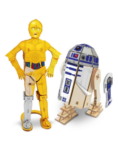 GLT8580,Star Wars - Macheta de asamblat, C-3PO & R2D2, 110+ piese din lemn - WOOD WORX