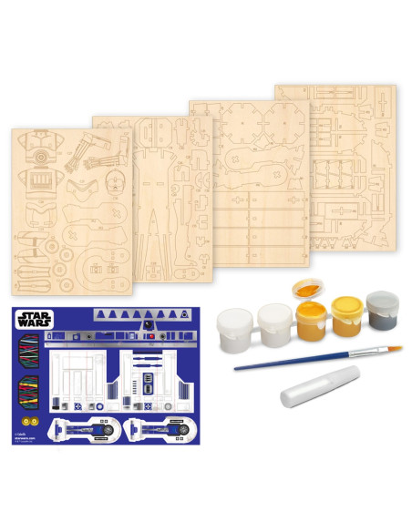 GLT8580,Star Wars - Macheta de asamblat, C-3PO & R2D2, 110+ piese din lemn - WOOD WORX