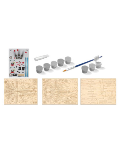 GLT8528,Star Wars - Macheta de asamblat, Millenium Falcon, 80+ piese din lemn - WOOD WORX