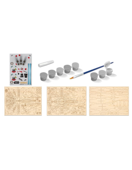 GLT8528,Star Wars - Macheta de asamblat, Millenium Falcon, 80+ piese din lemn - WOOD WORX
