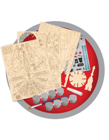 GLT8528,Star Wars - Macheta de asamblat, Millenium Falcon, 80+ piese din lemn - WOOD WORX