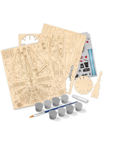 GLT8528,Star Wars - Macheta de asamblat, Millenium Falcon, 80+ piese din lemn - WOOD WORX