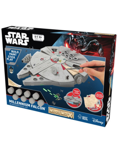 GLT8528,Star Wars - Macheta de asamblat, Millenium Falcon, 80+ piese din lemn - WOOD WORX