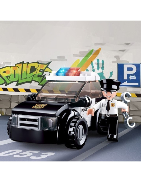 M38-B0638D,Set de constructie Police, 88 piese, Patrula de politie - Sluban
