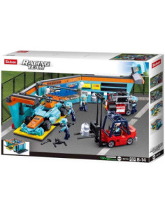 M38-B0765,Set de constructie Racing Team, 555 piese, Echipa de piloti la Pit stop - Sluban