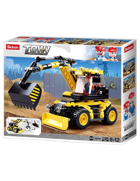 M38-B0805,Set de constructie Town, 196 piese, Excavator pe roti - Sluban
