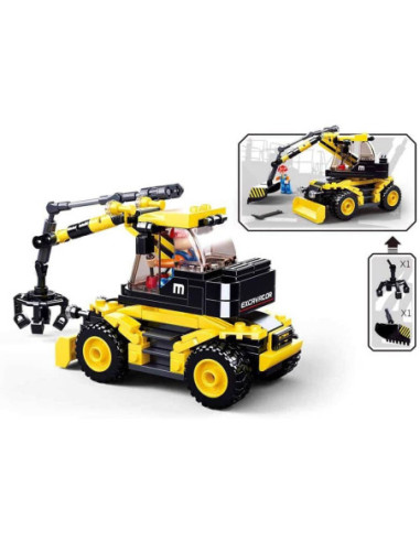 M38-B0805,Set de constructie Town, 196 piese, Excavator pe roti - Sluban
