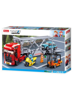 M38-B0880,Set de constructie Town, 542 piese, Camion transport masini - Sluban