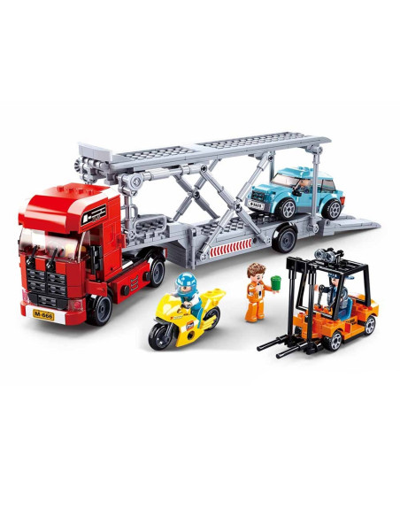 M38-B0880,Set de constructie Town, 542 piese, Camion transport masini - Sluban