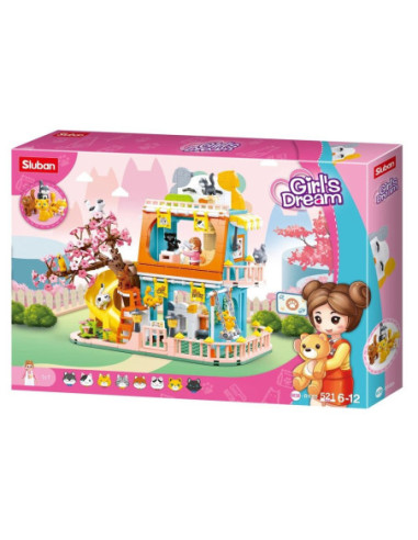 M38-B1089,Set de constructie Girl's Dream, 521 piese, Hotel pentru pisici - Sluban