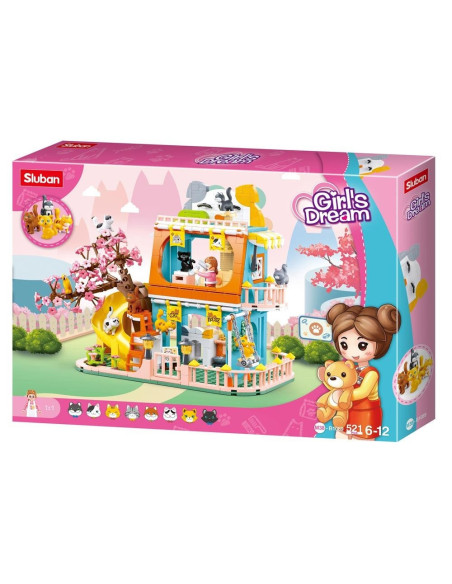M38-B1089,Set de constructie Girl's Dream, 521 piese, Hotel pentru pisici - Sluban