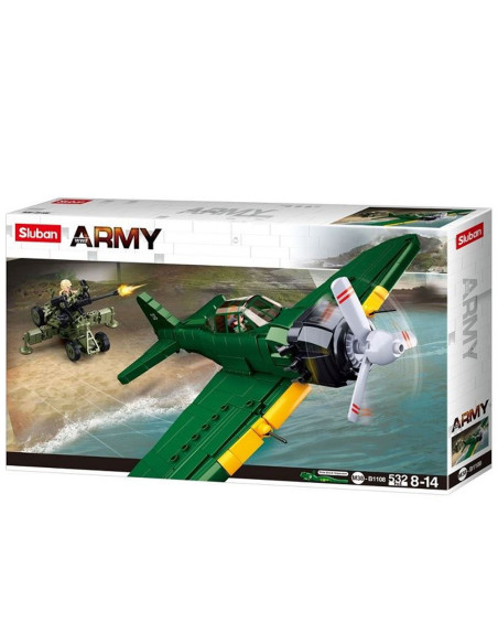 M38-B1108,Set de constructie Army, 560 piese, Avion A6M Zero - Sluban