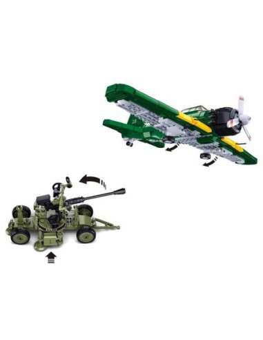 M38-B1108,Set de constructie Army, 560 piese, Avion A6M Zero - Sluban