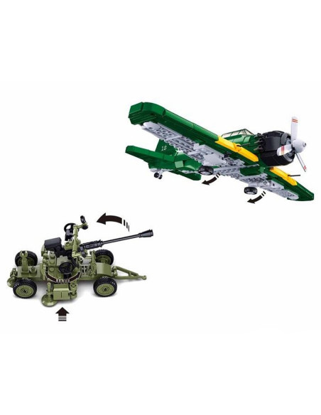 M38-B1108,Set de constructie Army, 560 piese, Avion A6M Zero - Sluban
