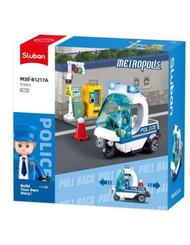 M38-B1217A,Set de constructie Metropolis, 113 piese, Patrula politiei - Sluban