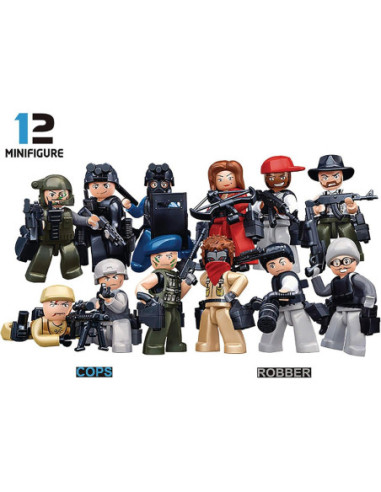 M38-B0583,Set de constructie Police, Eroii legii si Raufacatorii, 1 figurina/plic, 48 plicuri/display - Sluban