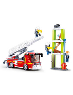 M38-B0966,Set de constructie Fire, 343 piese, Masina pompieri cu scara - Sluban 2