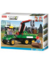 M38-B0778,Set de constructie Farm, 209 piese, Tractor cu remorca lemne - Sluban
