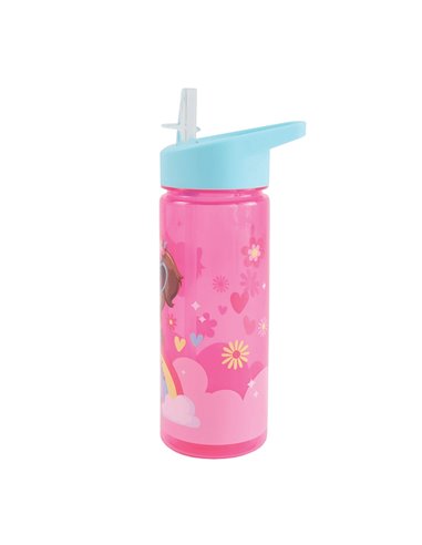 Sticla apa plastic cu pai S-COOL SC3402, 600 ml, Motiv happy rainbow