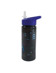 Sticla apa plastic cu pai S-COOL SC3405, 600 ml, Motiv game over