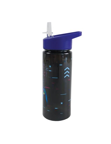 Sticla apa plastic cu pai S-COOL SC3405, 600 ml, Motiv game over