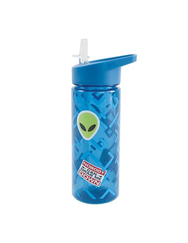 Sticla apa plastic cu pai S-COOL SC3403, 600 ml, Motiv sticker