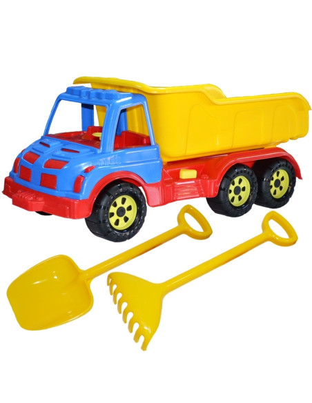 ROB-16026/Culoare aleatorie,Camion 60 cm, cu lopata + grebla - ROBENTOYS