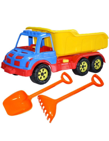 ROB-16026/Culoare aleatorie,Camion 60 cm, cu lopata + grebla - ROBENTOYS