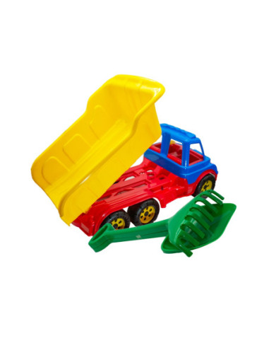 ROB-16026/Culoare aleatorie,Camion 60 cm, cu lopata + grebla - ROBENTOYS