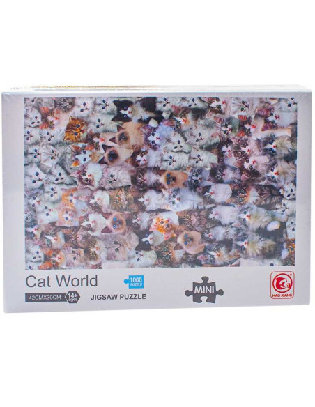 ROB-88318A,Puzzle carton mini, Lumea pisicilor, 1000 piese