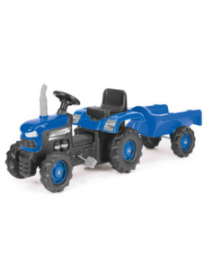 ROB-8253,Tractor cu pedale si remorca, Albastru, 53x143x45 cm - Dolu