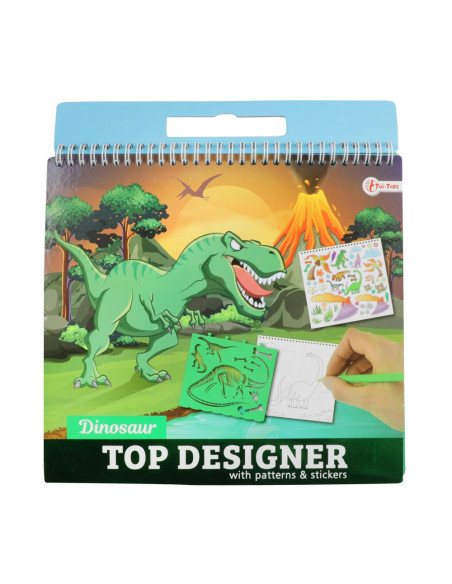 ROB-46473A,Carnetel de desen cu stickere si sabloane, Dinozauri - Toi-Toys