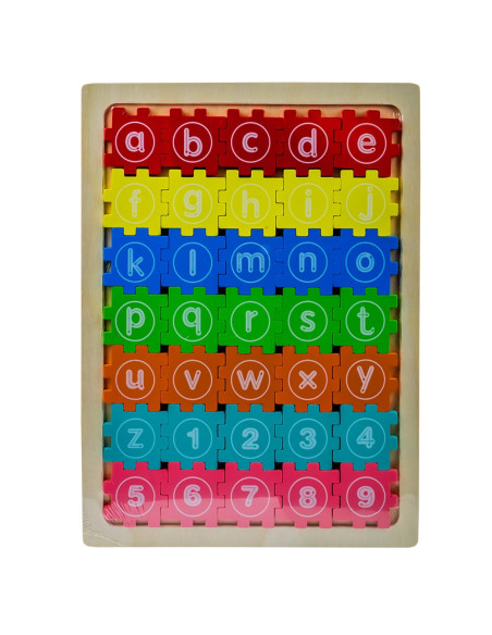 ROB-1875-04,Puzzle din lemn, Litere/Cifre, 22,5x30 cm