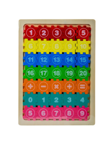 ROB-1875-04,Puzzle din lemn, Litere/Cifre, 22,5x30 cm