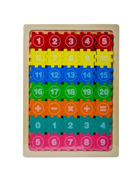ROB-1875-04,Puzzle din lemn, Litere/Cifre, 22,5x30 cm