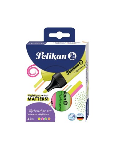 Textmarker Pelikan 490 - Set 4 Culori fluorescente