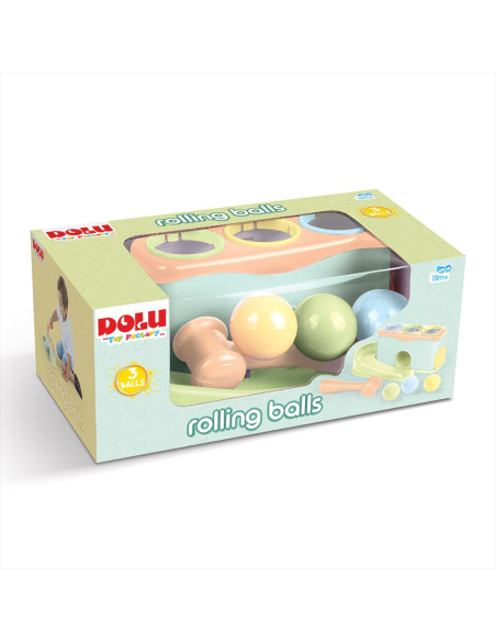 ROB-5195,Jucarie bebelusi, Sortator cu ciocanel si bile, Pastel - Dolu