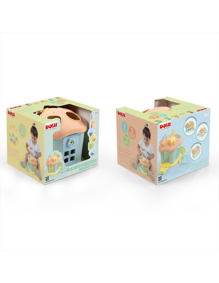 ROB-5196,Jucarie bebelusi, Sortator tip Casuta, cu forme si chei, Pastel - Dolu