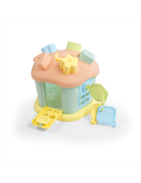 ROB-5196,Jucarie bebelusi, Sortator tip Casuta, cu forme si chei, Pastel - Dolu