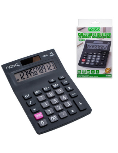 ROB-16910,Calculator de birou, 12 digiti, cu baterii si incarcare solara - NEBO