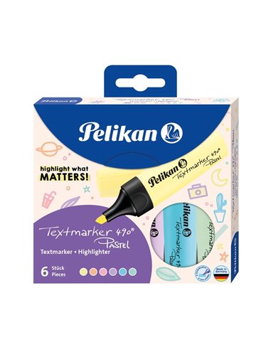 Textmarker Pelikan 490, Culori pastel, 6 buc