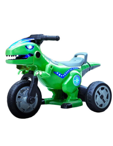 M-SZ0699/Verde,Motocicleta dinozaur cu acumulator, 2 motoare, 12V, 5A, Verde