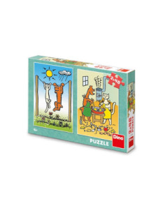 ROB-381599,Puzzle 2x48 piese, Catel si pisica - DINO TOYS