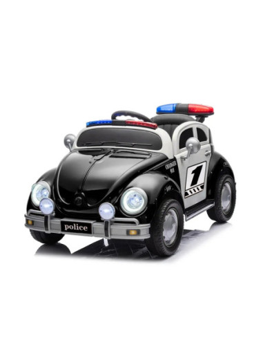 ROB-801P/Negru,Masina politie cu acumulator, 2 motoare, 12V, Negru