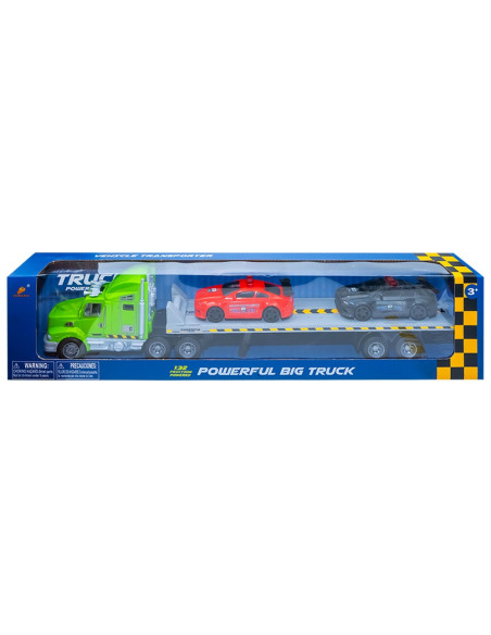 PY899E-3,Camion remorcare (platforma) cu frictiune + 2 masini